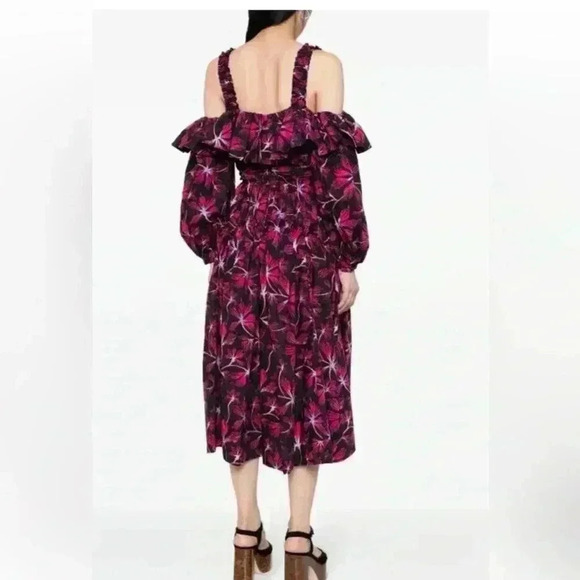 ULLA JOHNSON Caprice floral cotton poplin midi dress Women’s Size 2 NWOT - Picture 2 of 16